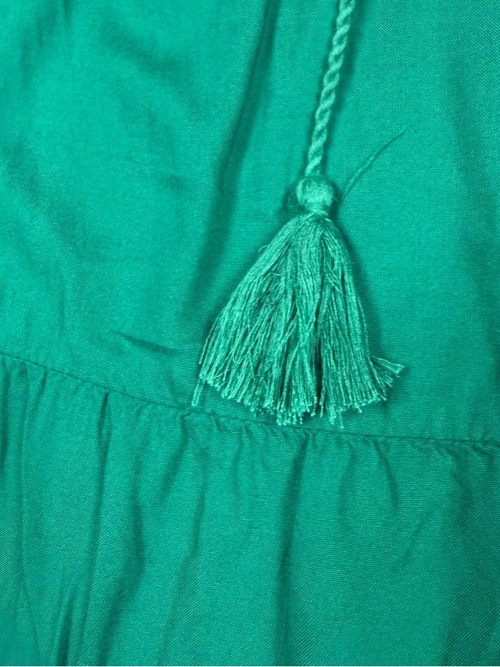 Evri Green Tiered Blouse Womens 1X Sleeveless Boho Tassel‎ Rayon Flowy Top - Picture 8 of 10